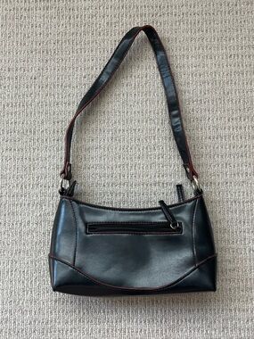 Black & red faux leather shoulder bag